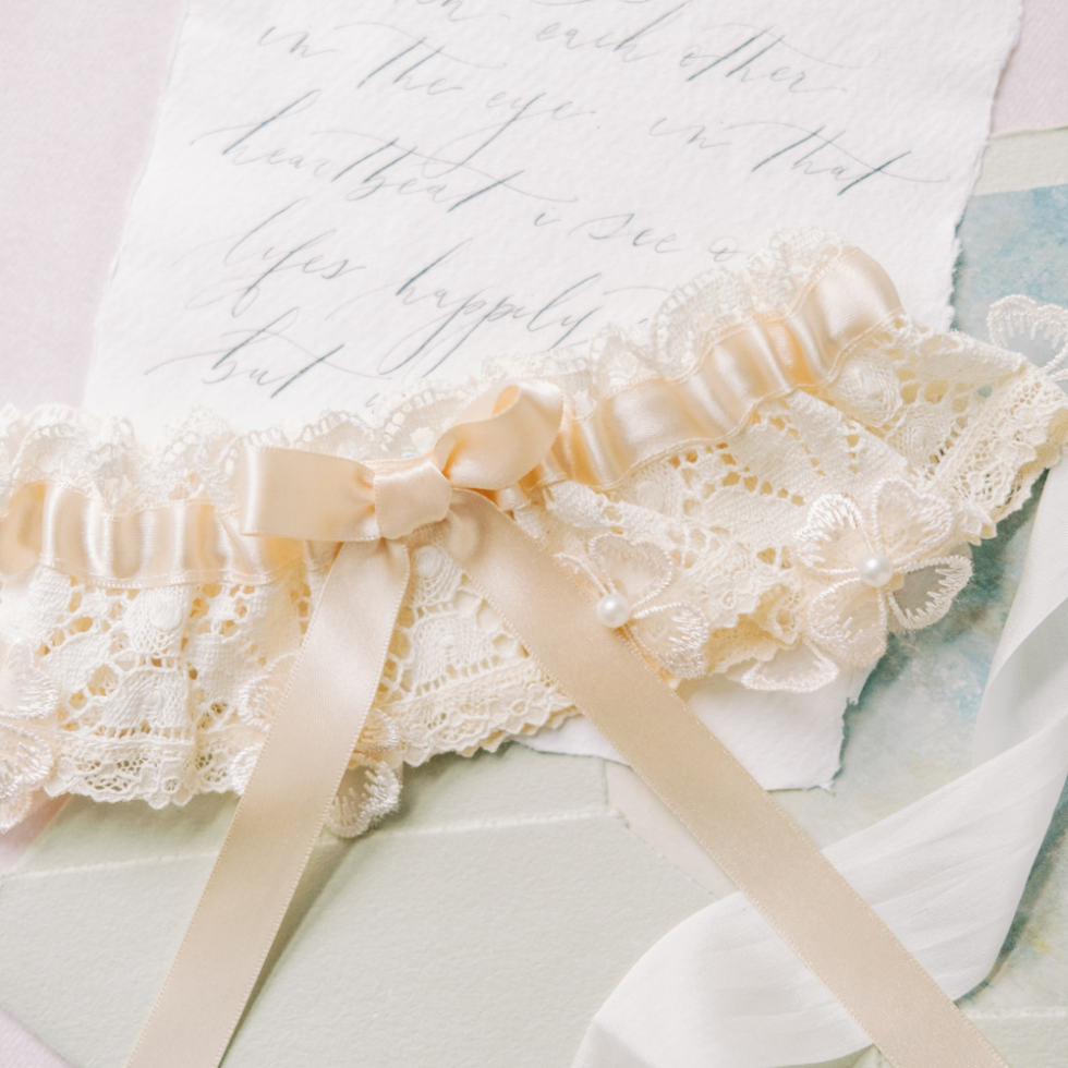 The Most Beautiful Nude Champagne Gold Wedding Garters Silk Garters