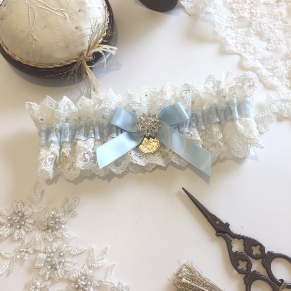 lucky sixpence wedding garter - personalised inside