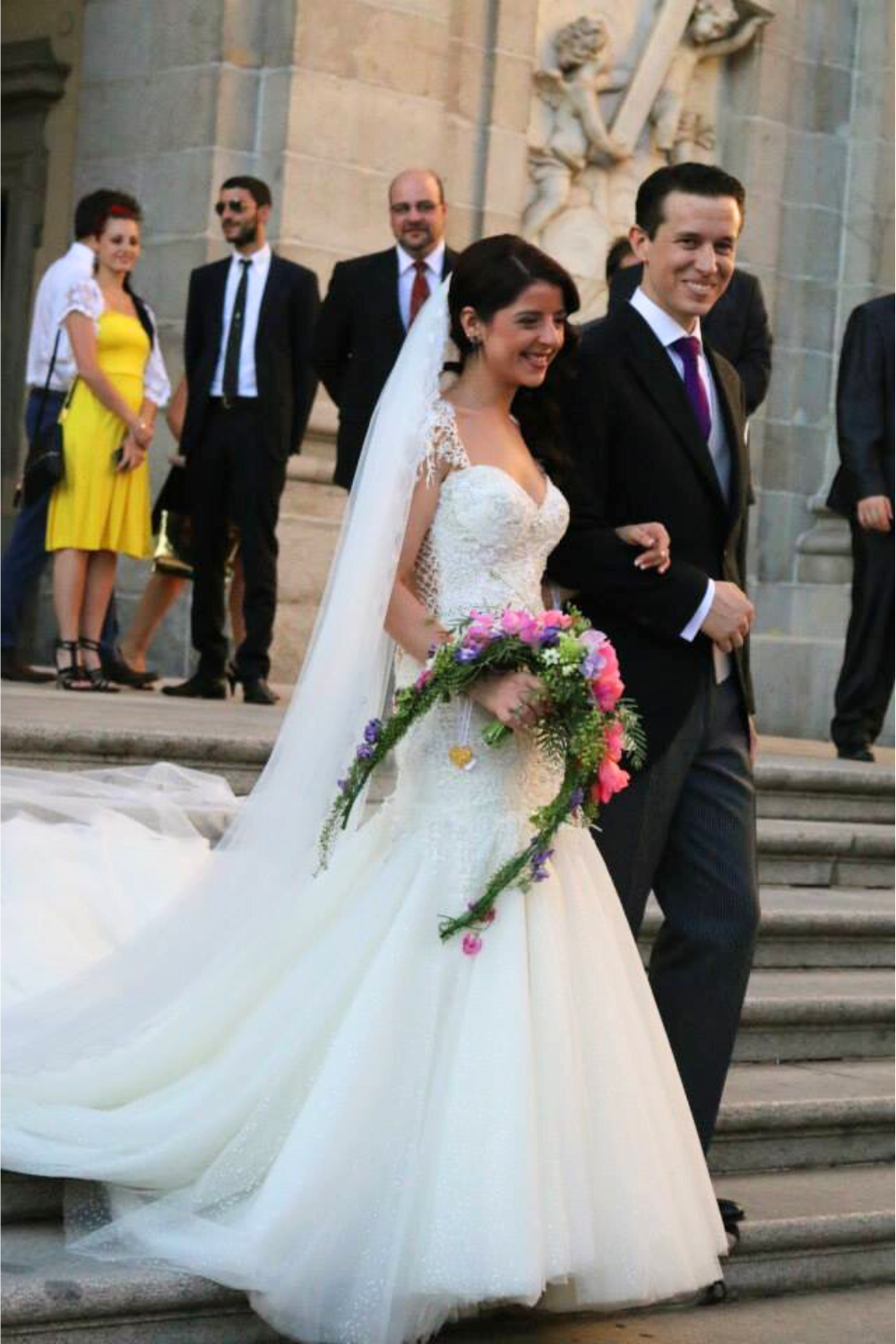 Real bride Daniella on the cathederal steps Spain