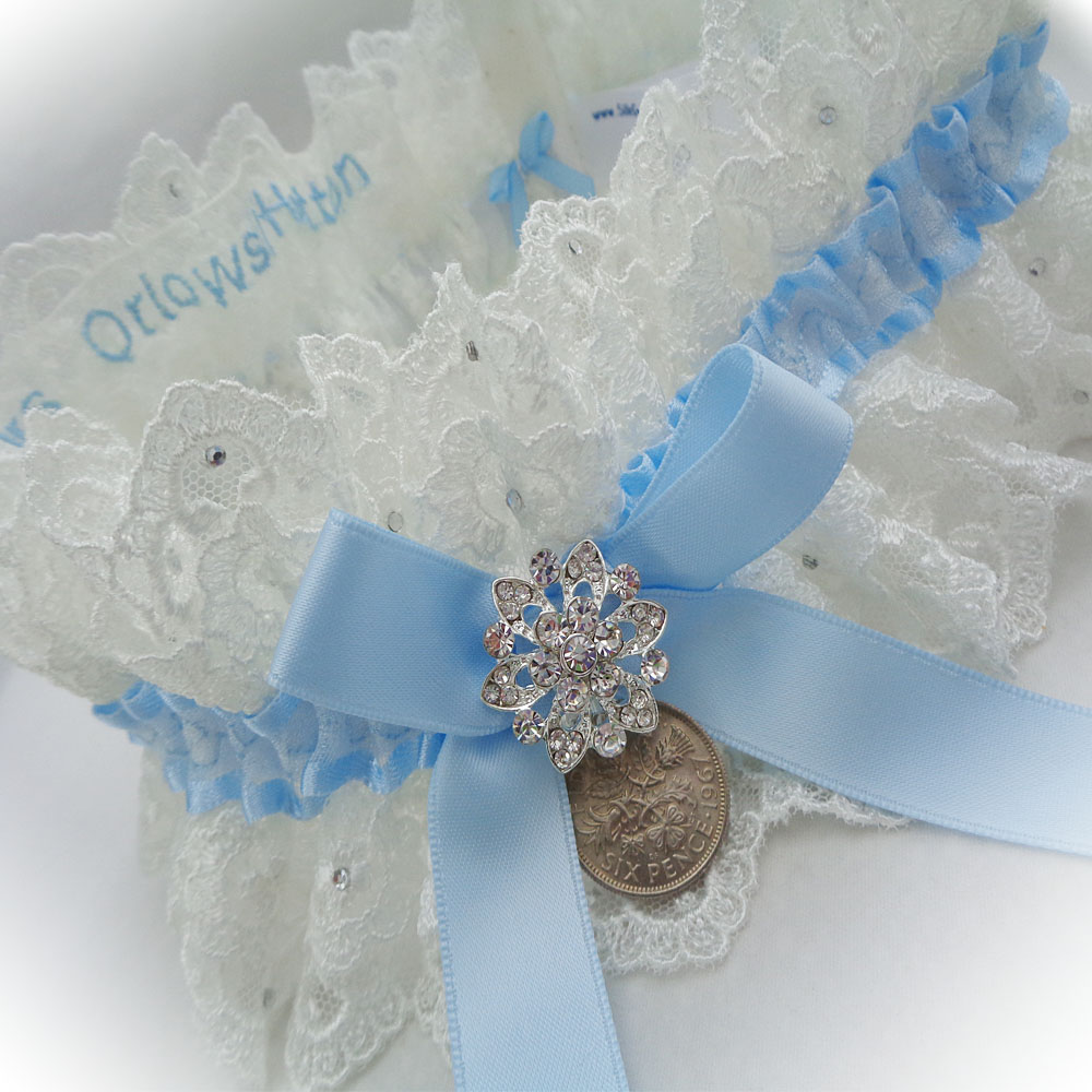 Double layer lace tulle garter for Lindsay