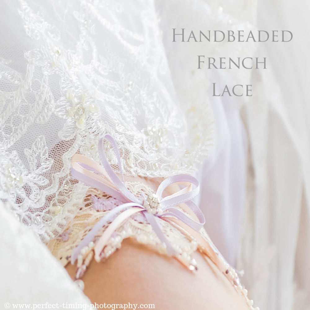 Champagne Wedding Garter 'Millie' - Handmade in England - Silk Garters