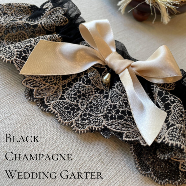 Black Champagne Wedding Garter